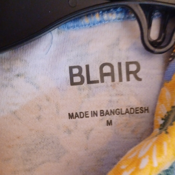 Blair Sunflower Print Long Sleeve Top - Blue and Yellow - Picture 4 of 6